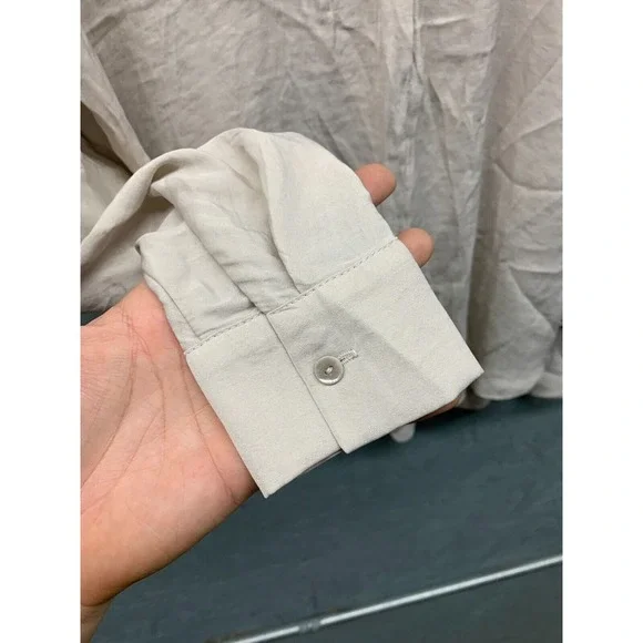 Maison‎ d’Amélie Women’s S Beige V-Neck Lightweight Long Sleeve Blouse Top - Picture 4 of 10